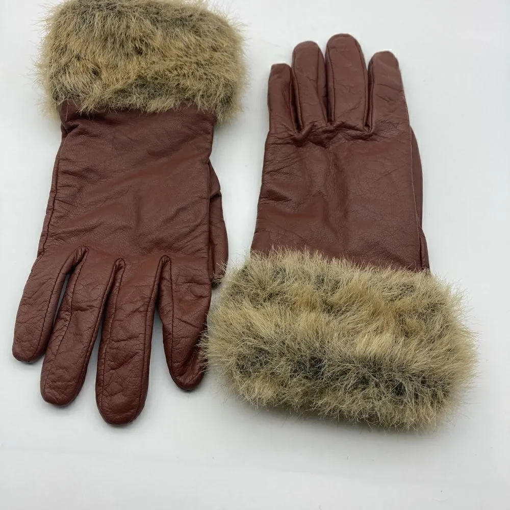 Vintage Merona Leather Gloves Size LG Cognac Color